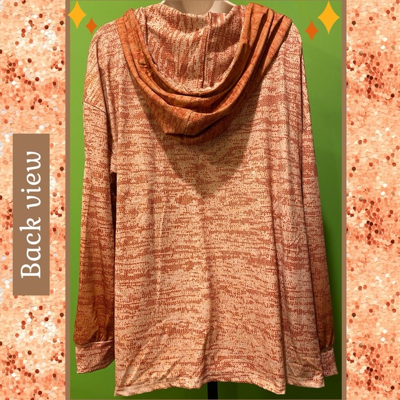 3X NWT HOODED TUNIC KNIT-PRINT IN ORANGE-RED  “ROC” & ROLL LILY BY FIRMIANA - Picture 2 of 12